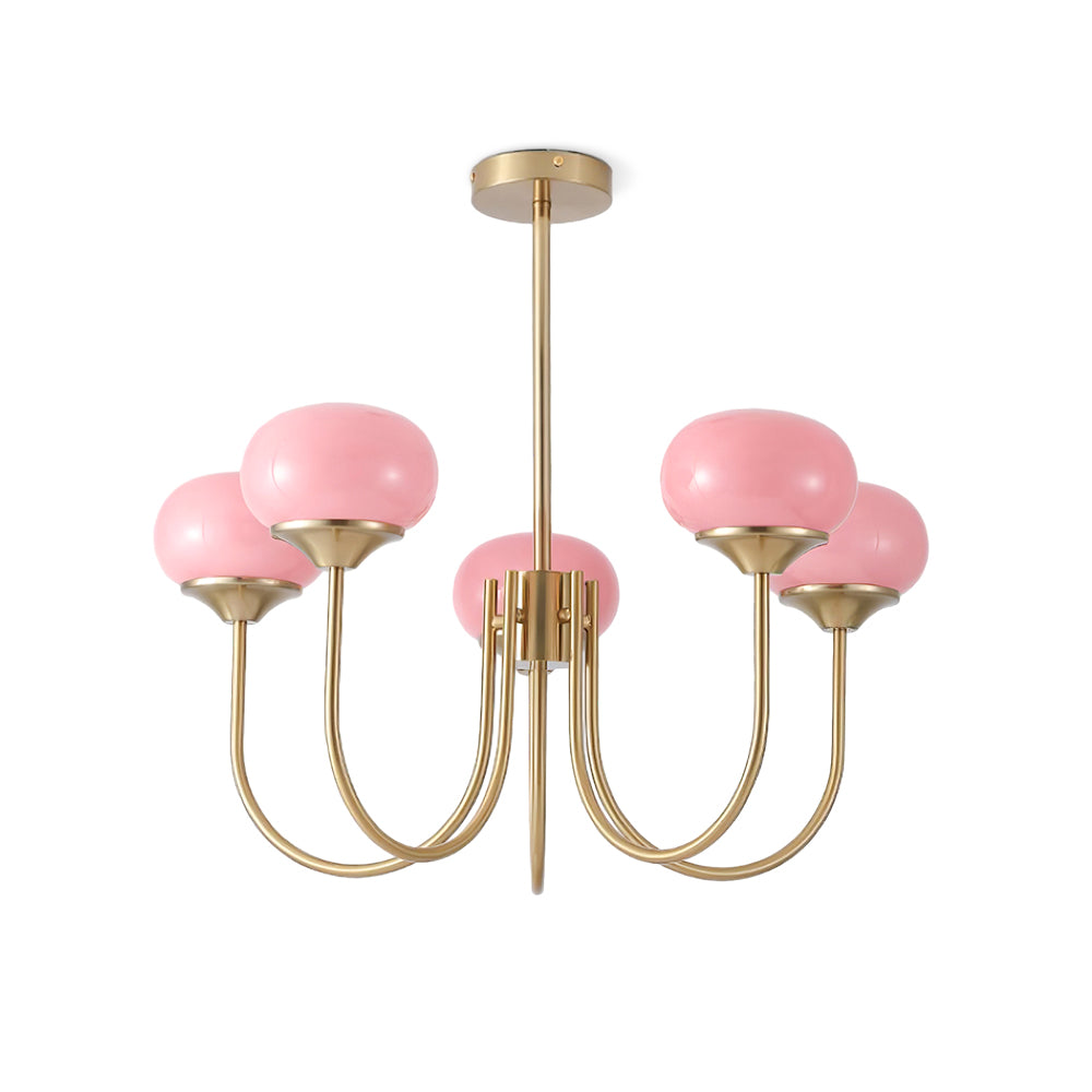 Colored Glass Globe Chandelier in Copper or Chrome — view 106