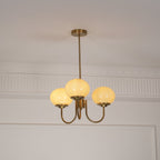 Colored Glass Globe Chandelier in Copper or Chrome — view 109