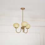 Colored Glass Globe Chandelier in Copper or Chrome — view 110