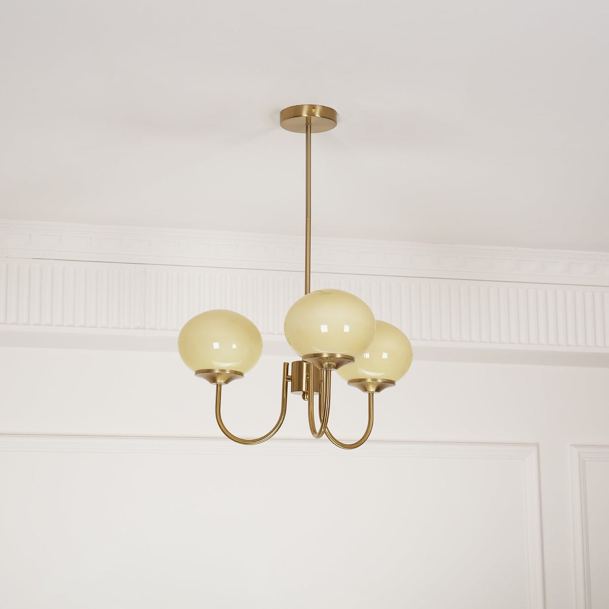 Colored Glass Globe Chandelier in Copper or Chrome — view 110