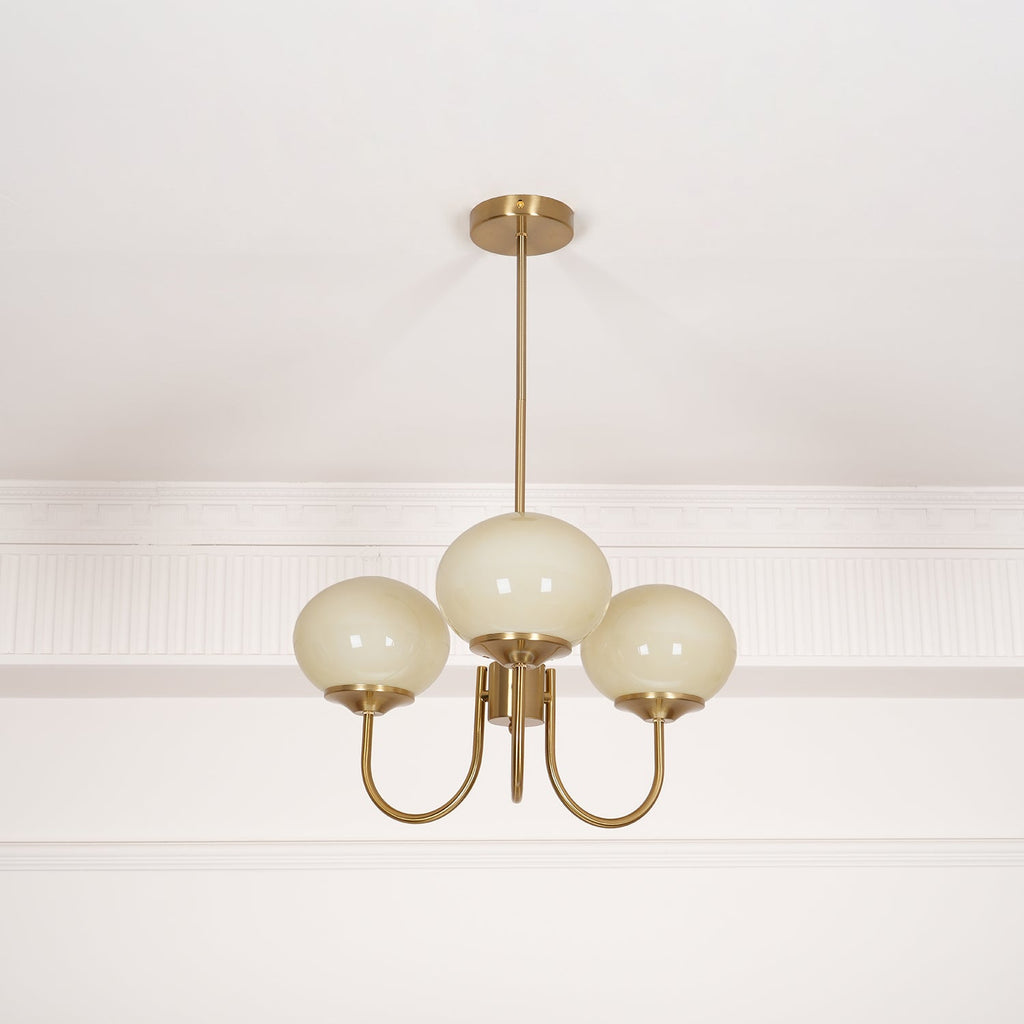 Colored Glass Globe Chandelier in Copper or Chrome — view 111