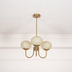 Colored Glass Globe Chandelier in Copper or Chrome — view 111