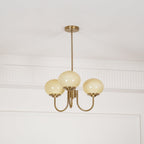 Colored Glass Globe Chandelier in Copper or Chrome — view 112