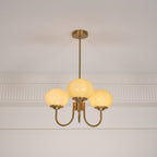 Colored Glass Globe Chandelier in Copper or Chrome — view 114