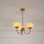 Colored Glass Globe Chandelier in Copper or Chrome — view 115