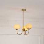 Colored Glass Globe Chandelier in Copper or Chrome — view 116
