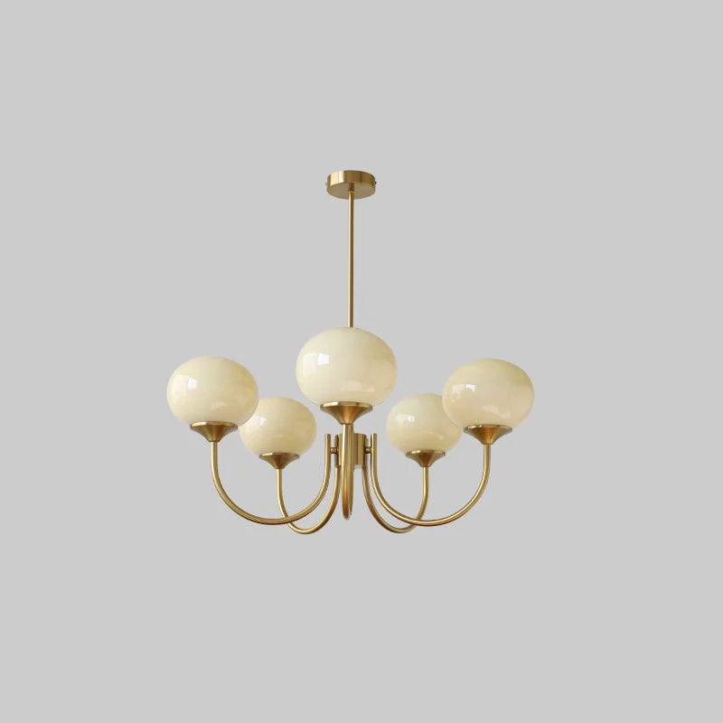 Colored Glass Globe Chandelier in Copper or Chrome — view 118