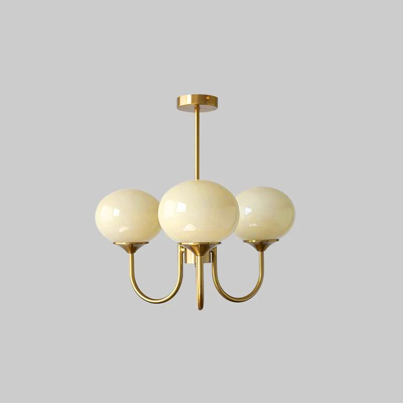 Colored Glass Globe Chandelier in Copper or Chrome — view 119