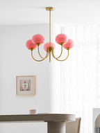 Colored Glass Globe Chandelier in Copper or Chrome — view 120