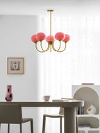 Colored Glass Globe Chandelier in Copper or Chrome — view 123