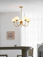 Colored Glass Globe Chandelier in Copper or Chrome — view 126