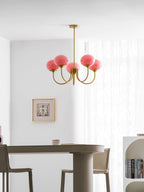 Colored Glass Globe Chandelier in Copper or Chrome — view 127