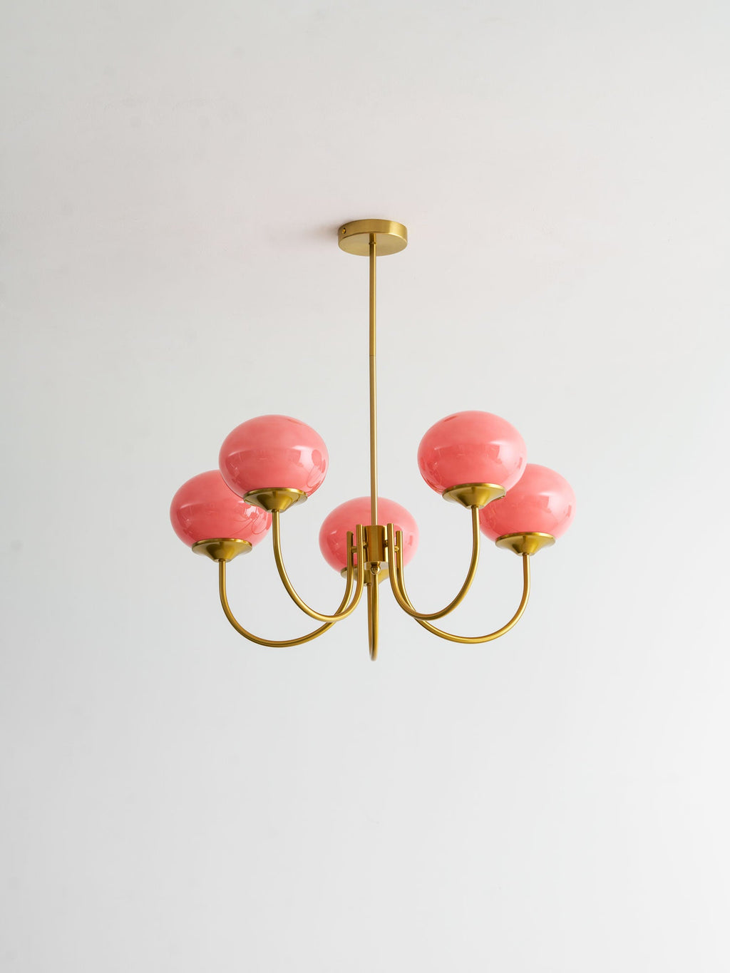 Colored Glass Globe Chandelier in Copper or Chrome — view 128