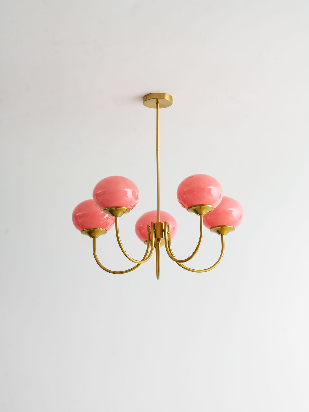 Colored Glass Globe Chandelier in Copper or Chrome — view 128