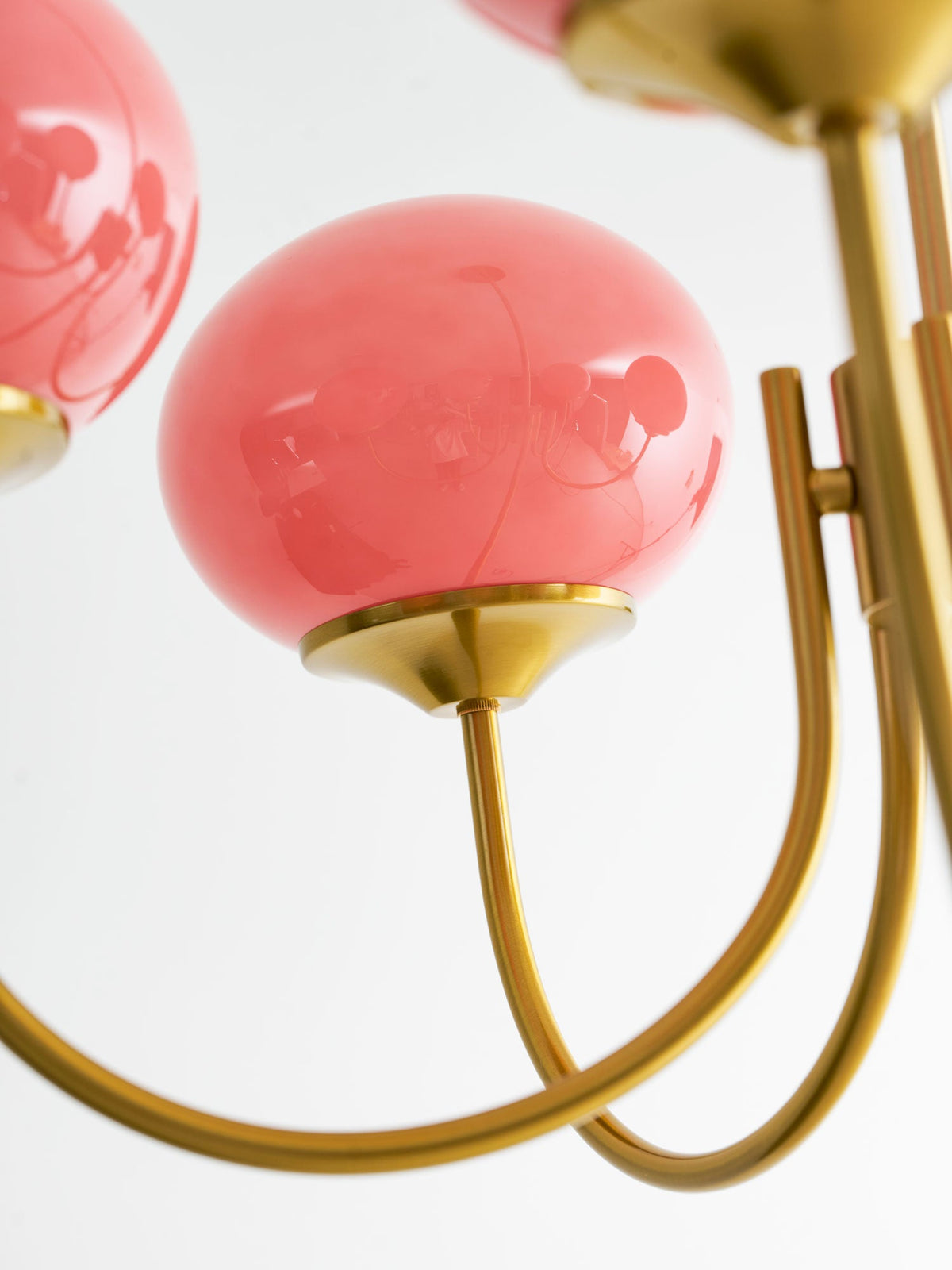 Colored Glass Globe Chandelier in Copper or Chrome — view 129