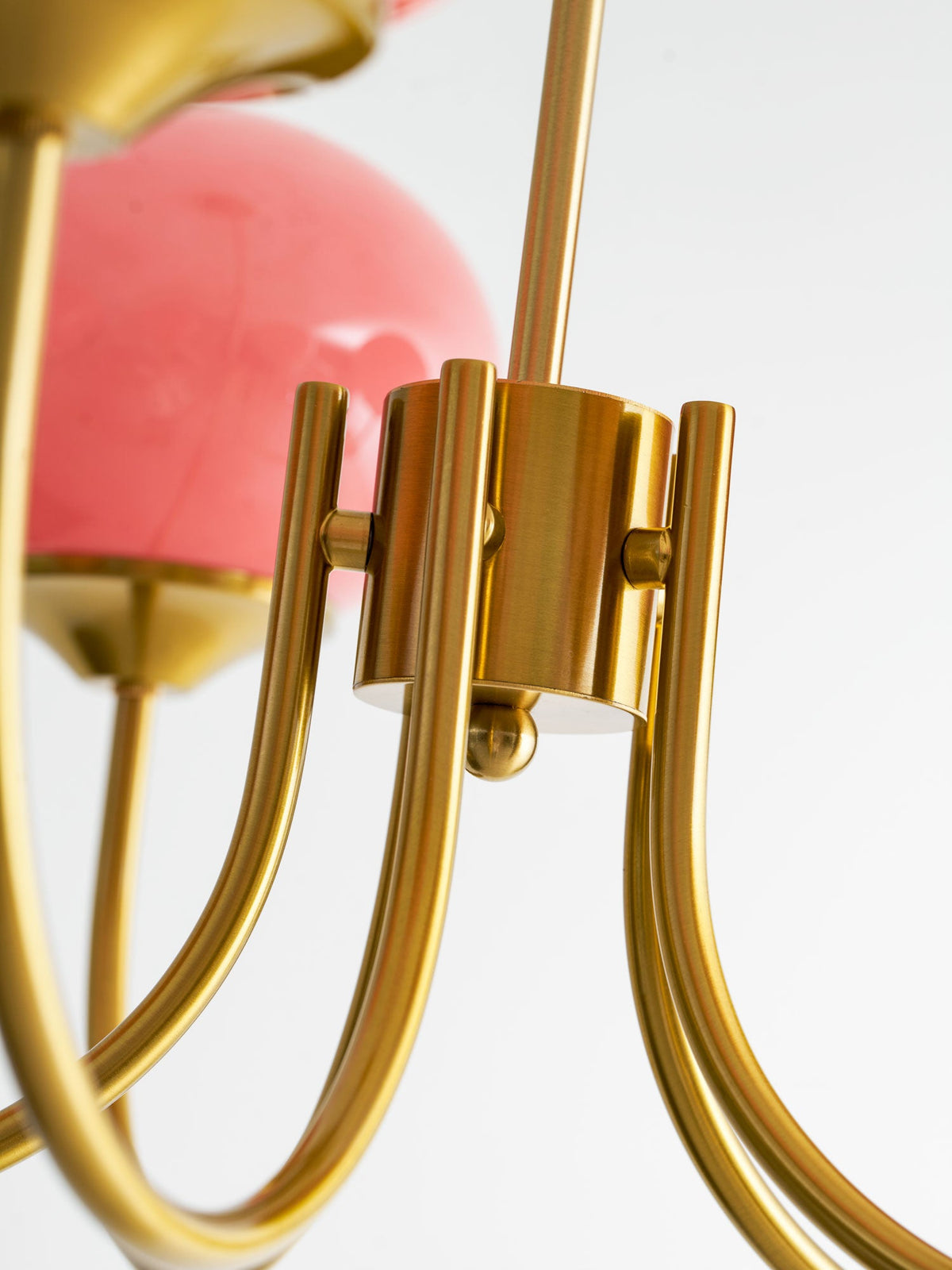Colored Glass Globe Chandelier in Copper or Chrome — view 130