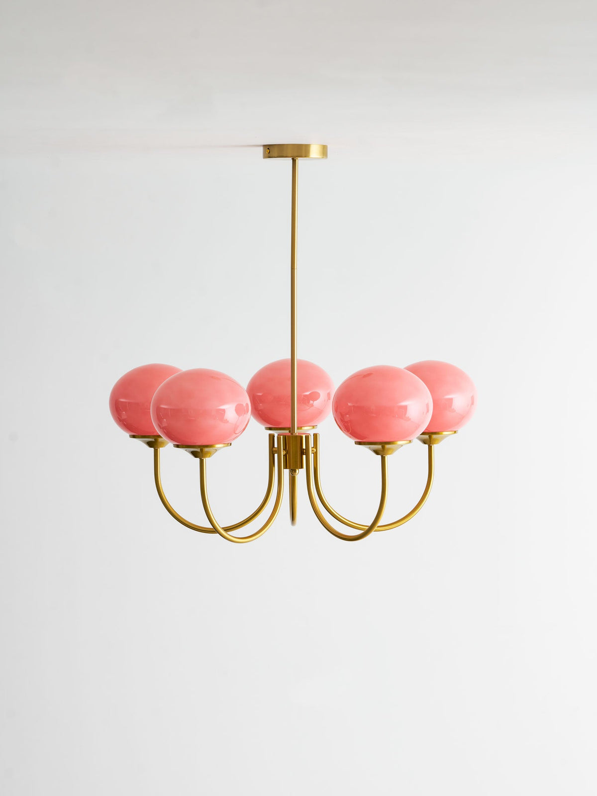 Colored Glass Globe Chandelier in Copper or Chrome — view 131