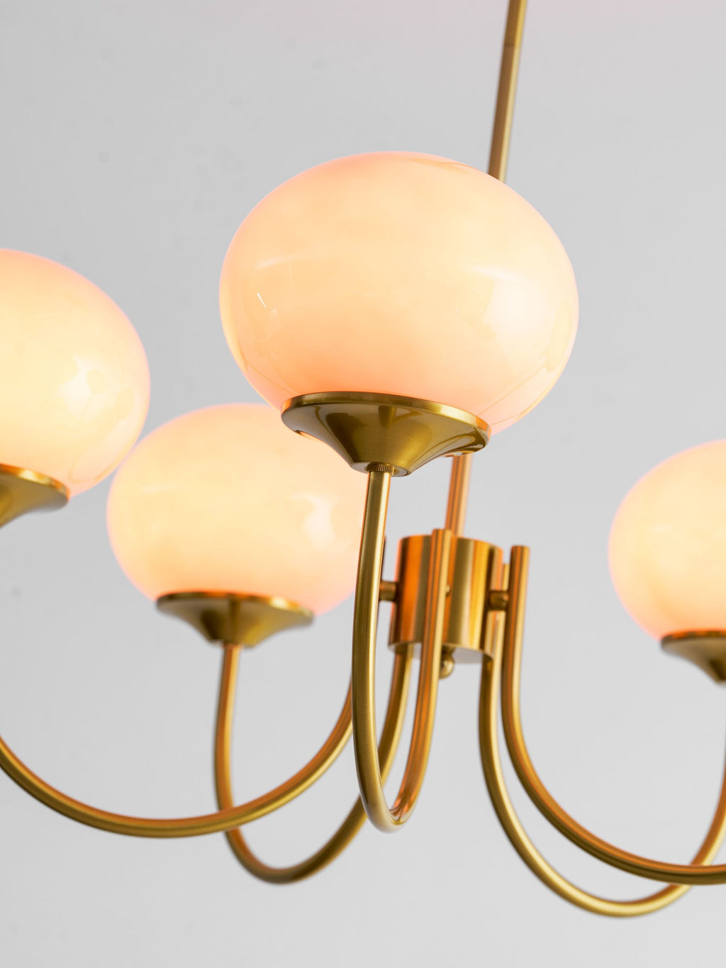 Colored Glass Globe Chandelier in Copper or Chrome — view 132