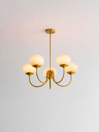 Colored Glass Globe Chandelier in Copper or Chrome — view 134