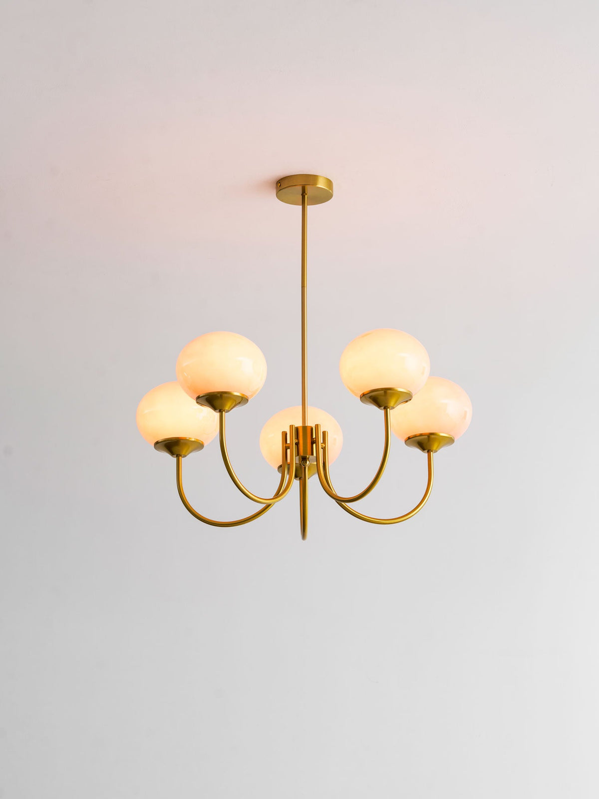 Colored Glass Globe Chandelier in Copper or Chrome — view 134
