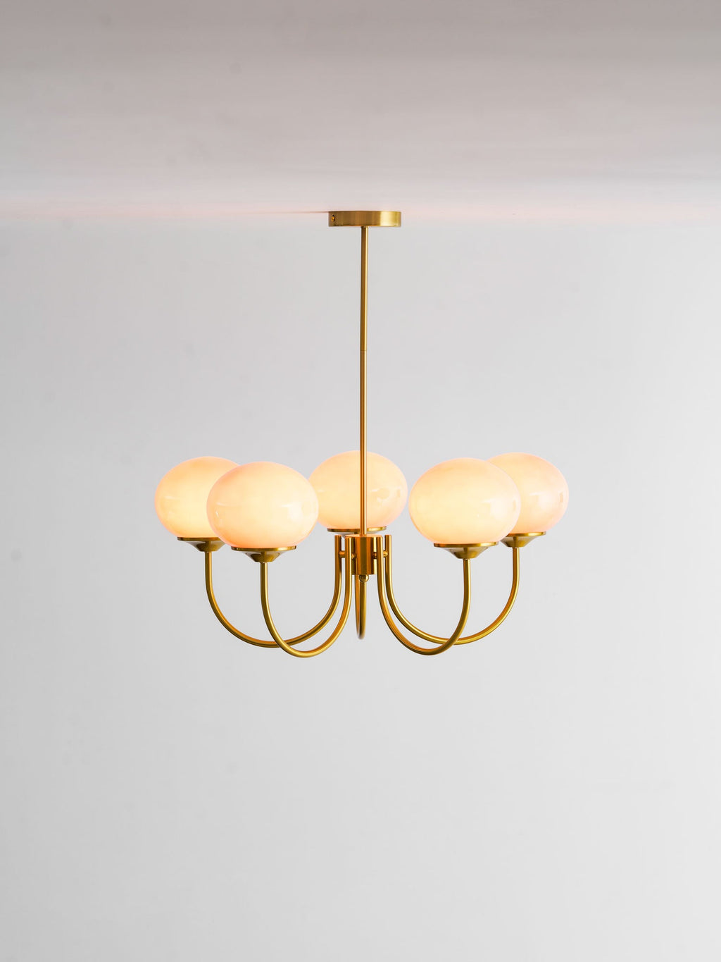 Colored Glass Globe Chandelier in Copper or Chrome — view 135