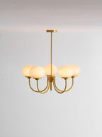 Colored Glass Globe Chandelier in Copper or Chrome — view 135