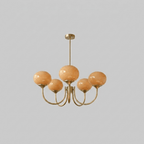 Colored Glass Globe Chandelier in Copper or Chrome — view 138
