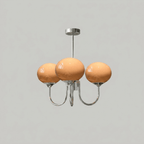 Colored Glass Globe Chandelier in Copper or Chrome — view 139