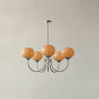 Colored Glass Globe Chandelier in Copper or Chrome — view 140