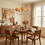 Colored Glass Globe Chandelier in Copper or Chrome — view 145