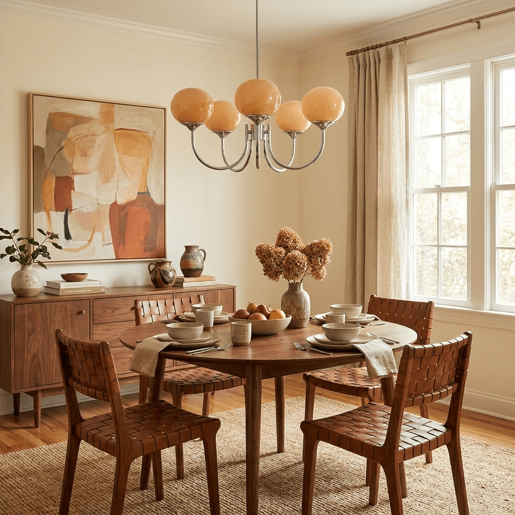 Colored Glass Globe Chandelier in Copper or Chrome — view 145