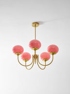 Colored Glass Globe Chandelier in Copper or Chrome — view 146
