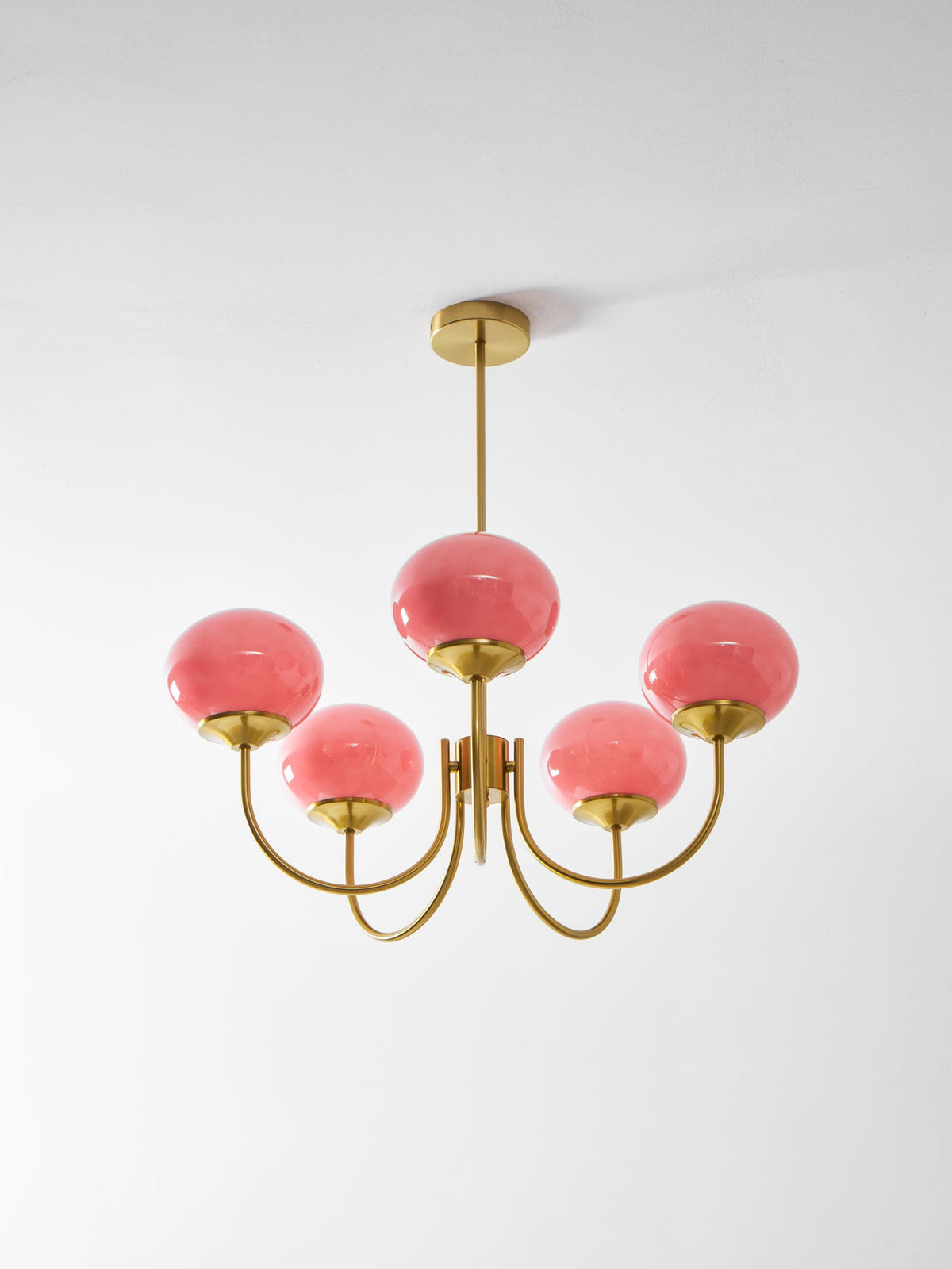 Colored Glass Globe Chandelier in Copper or Chrome — view 146