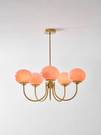Colored Glass Globe Chandelier in Copper or Chrome — view 147