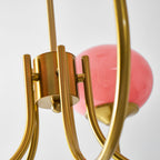 Colored Glass Globe Chandelier in Copper or Chrome — view 150