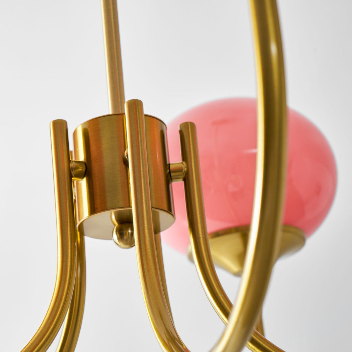 Colored Glass Globe Chandelier in Copper or Chrome — view 150