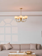 Colored Glass Globe Chandelier in Copper or Chrome — view 155