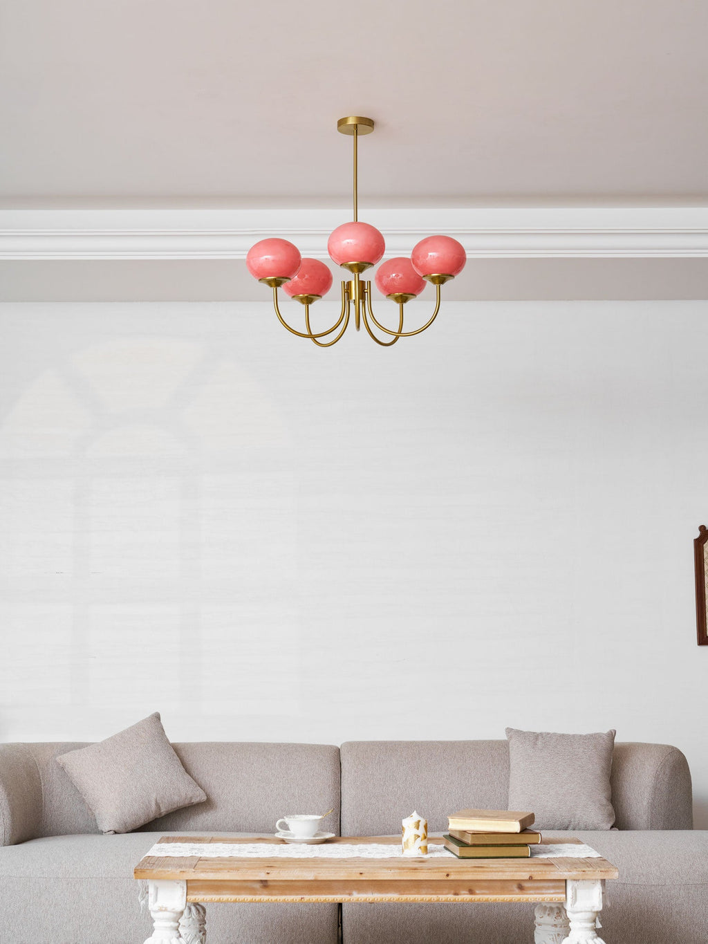 Colored Glass Globe Chandelier in Copper or Chrome — view 156