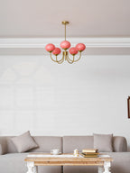 Colored Glass Globe Chandelier in Copper or Chrome — view 156
