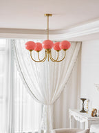 Colored Glass Globe Chandelier in Copper or Chrome — view 157