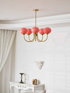 Colored Glass Globe Chandelier in Copper or Chrome — view 160