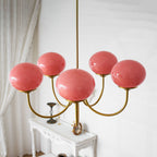 Colored Glass Globe Chandelier in Copper or Chrome — view 161