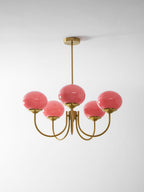 Colored Glass Globe Chandelier in Copper or Chrome — view 166