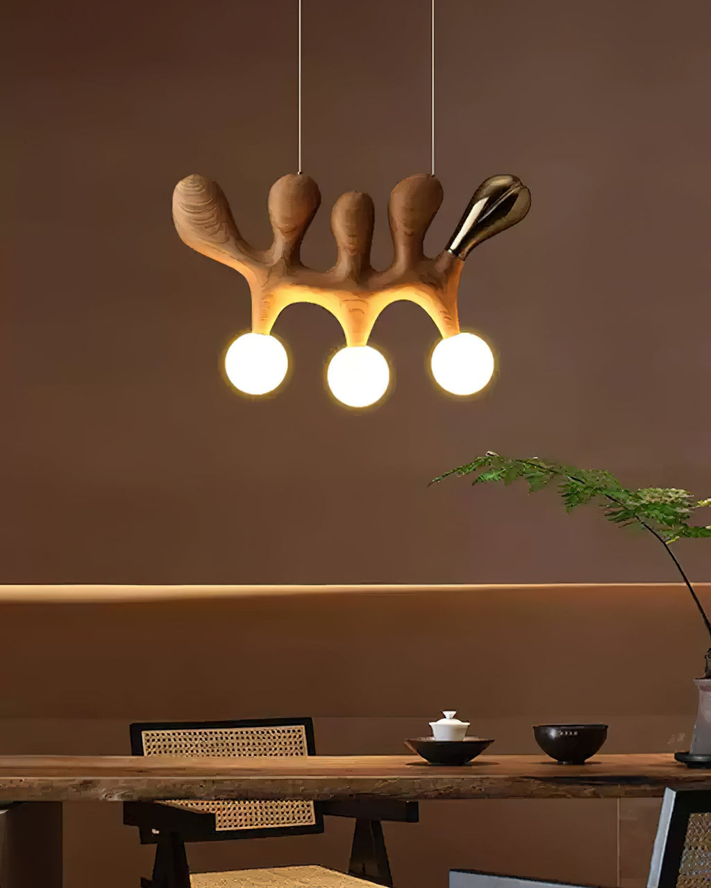 Antenna Wood and Glass Globe Pendant Light - product view 2