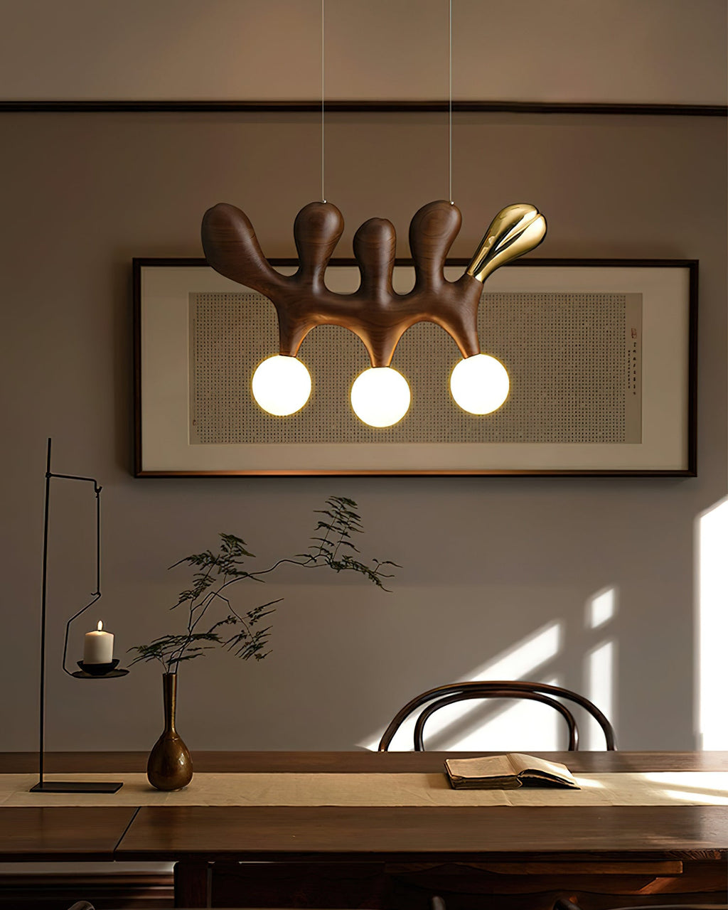 Antenna Wood and Glass Globe Pendant Light - product view 3