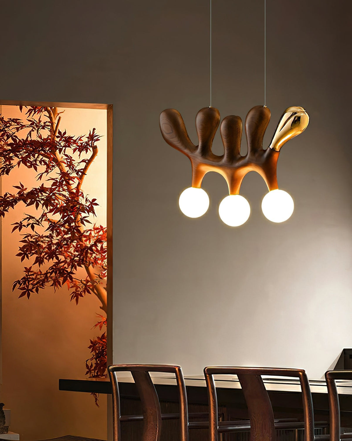 Antenna Wood and Glass Globe Pendant Light - product view 4
