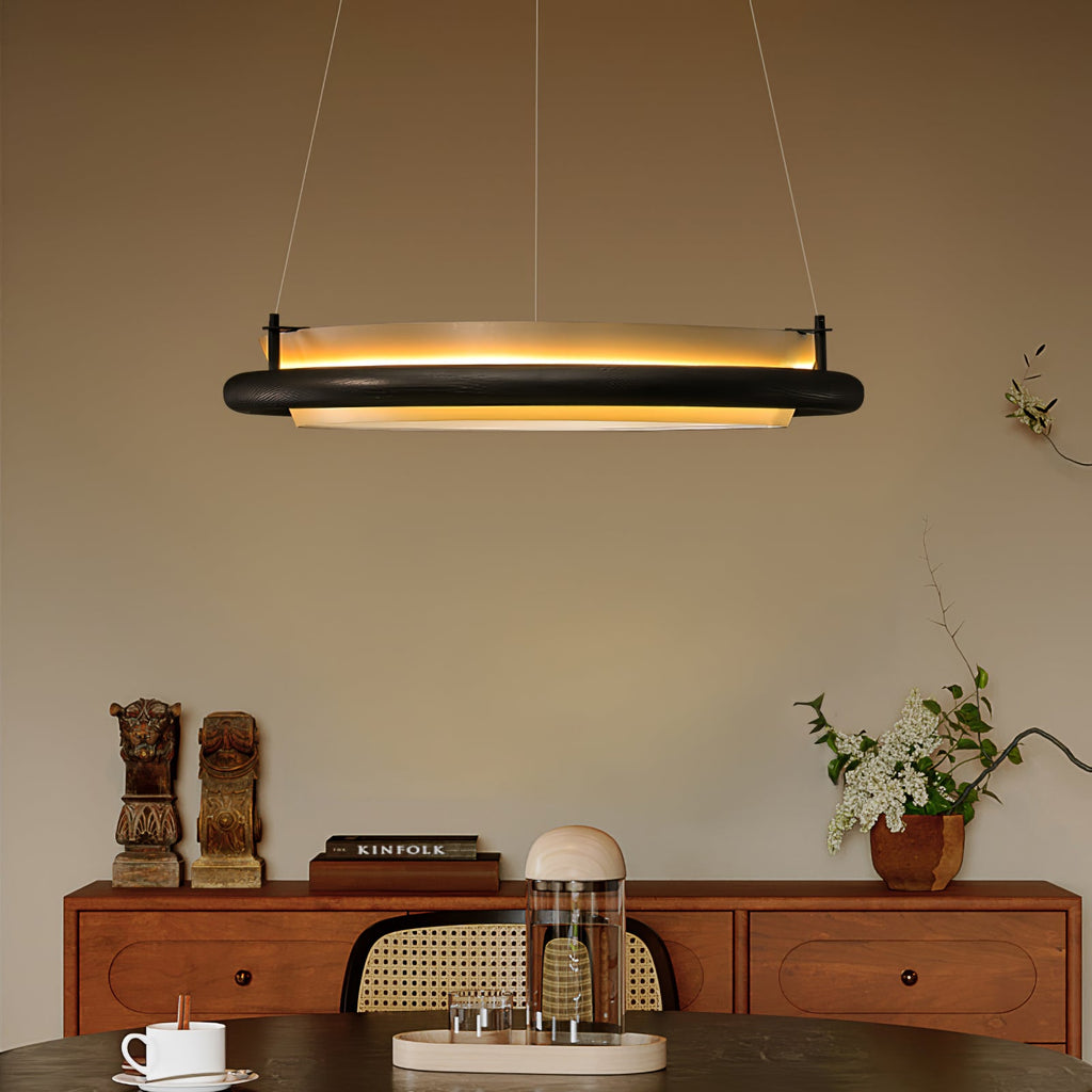 Archelo Wood and Fabric LED Pendant Light - product view 2