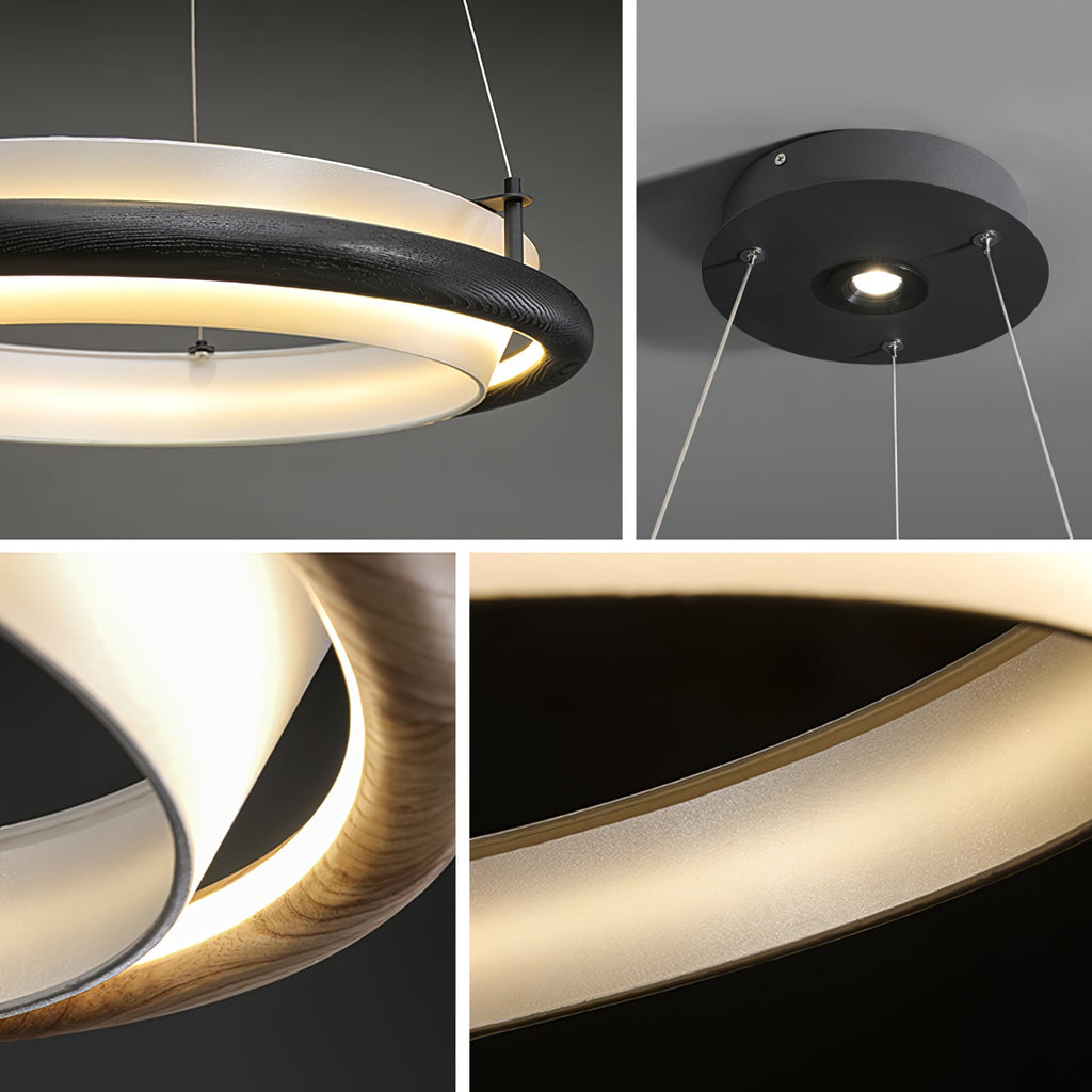 Archelo Wood and Fabric LED Pendant Light - product view 5