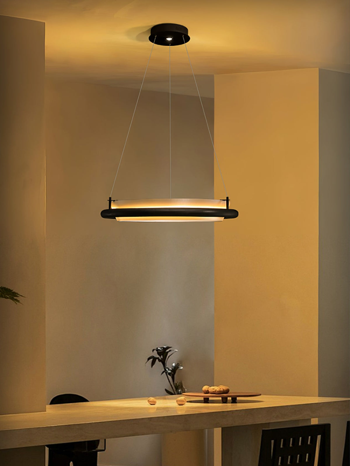 Archelo Wood and Fabric LED Pendant Light - product view 7
