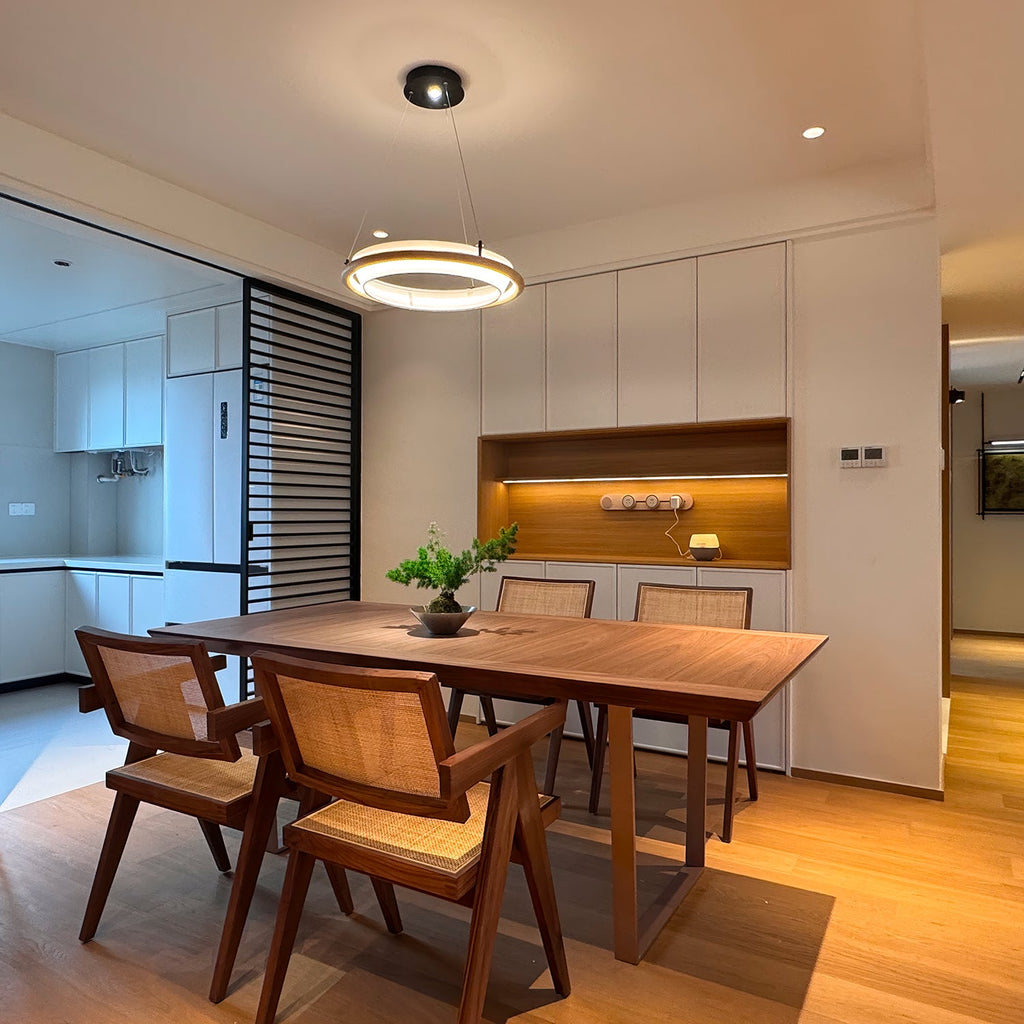 Archelo Wood and Fabric LED Pendant Light - product view 8